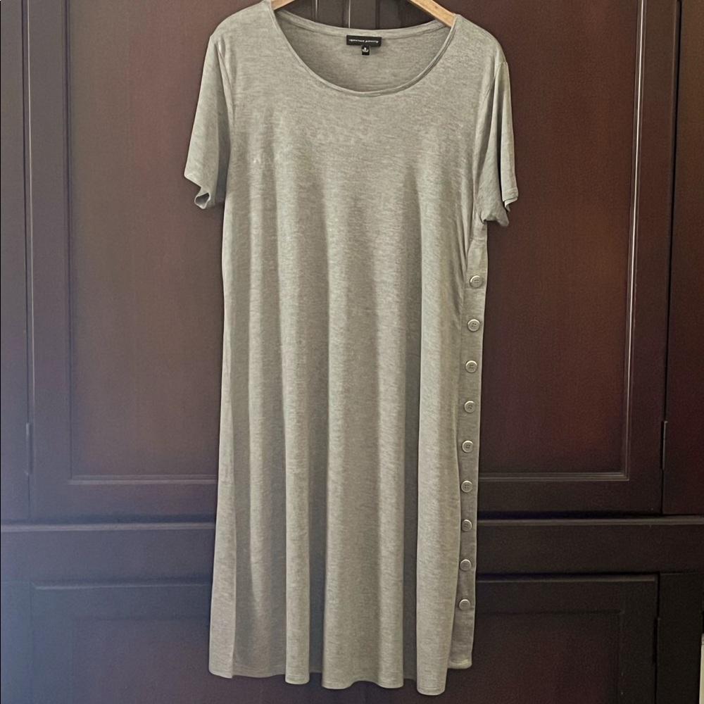Women’s Gray Jersey Dress, Short Sleeve, XL
